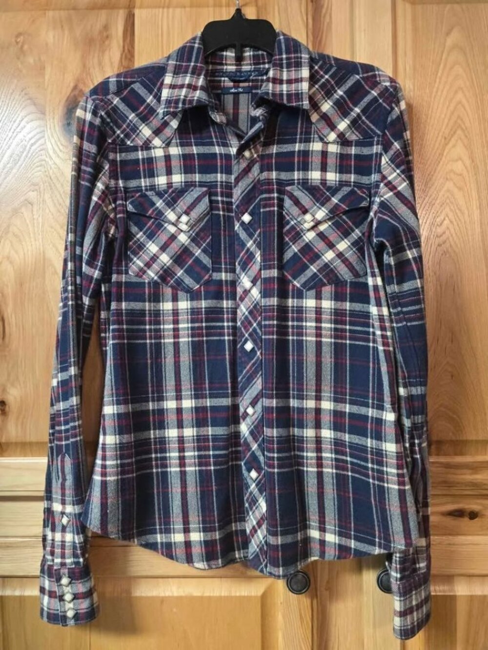 Ralph Lauren Women's Size 8 Slim Western Flannel Shirt Snap Pearl Buttons Cowboy